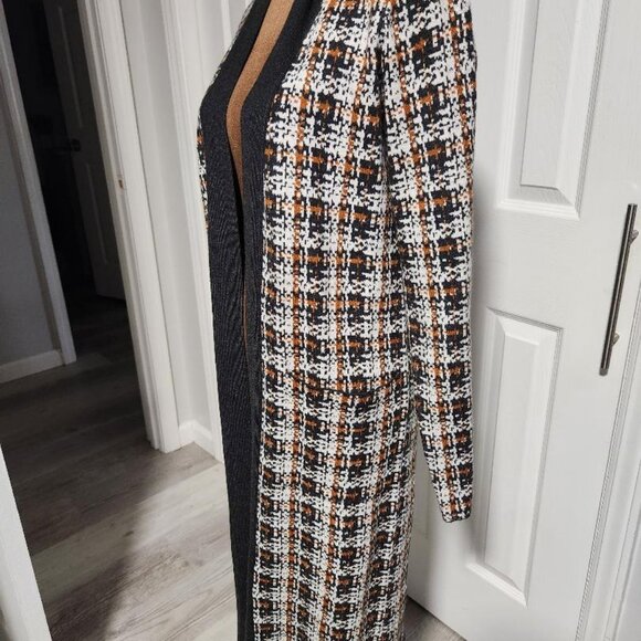 Christian Siriano Open Front Plaid Duster Sweater Sz Small - Picture 4 of 9